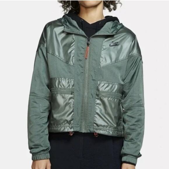 Nike Windrunner Sportswear Cropped Military Green Lightweight Jacket Size XL - Picture 5 of 7